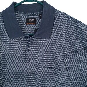 IZOD Golf Polo Shirt Men Large Blue Cool-FX Double Mercerized Cotton